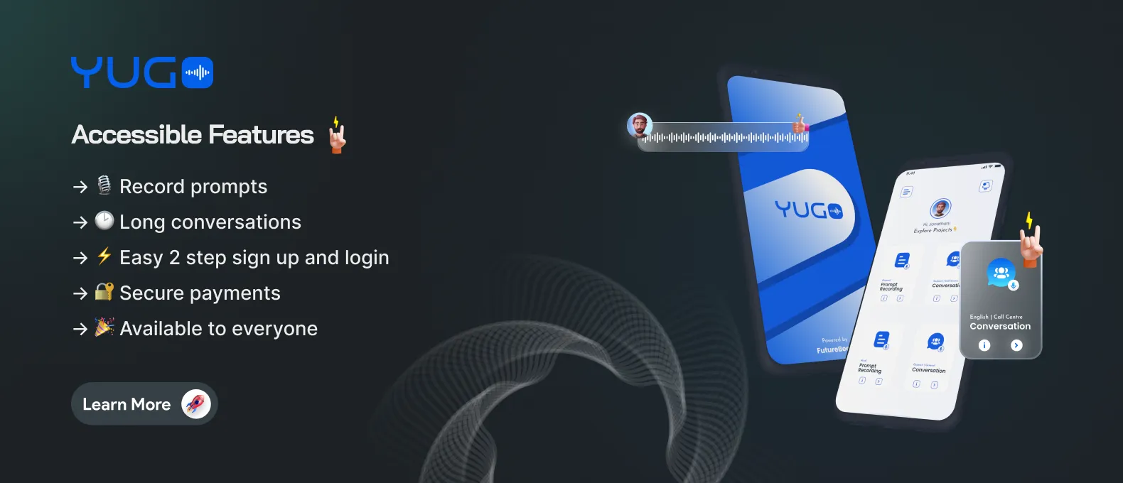 Collect monologue and conversation-type speech data for automatic speech recognition through Yugo mobile app