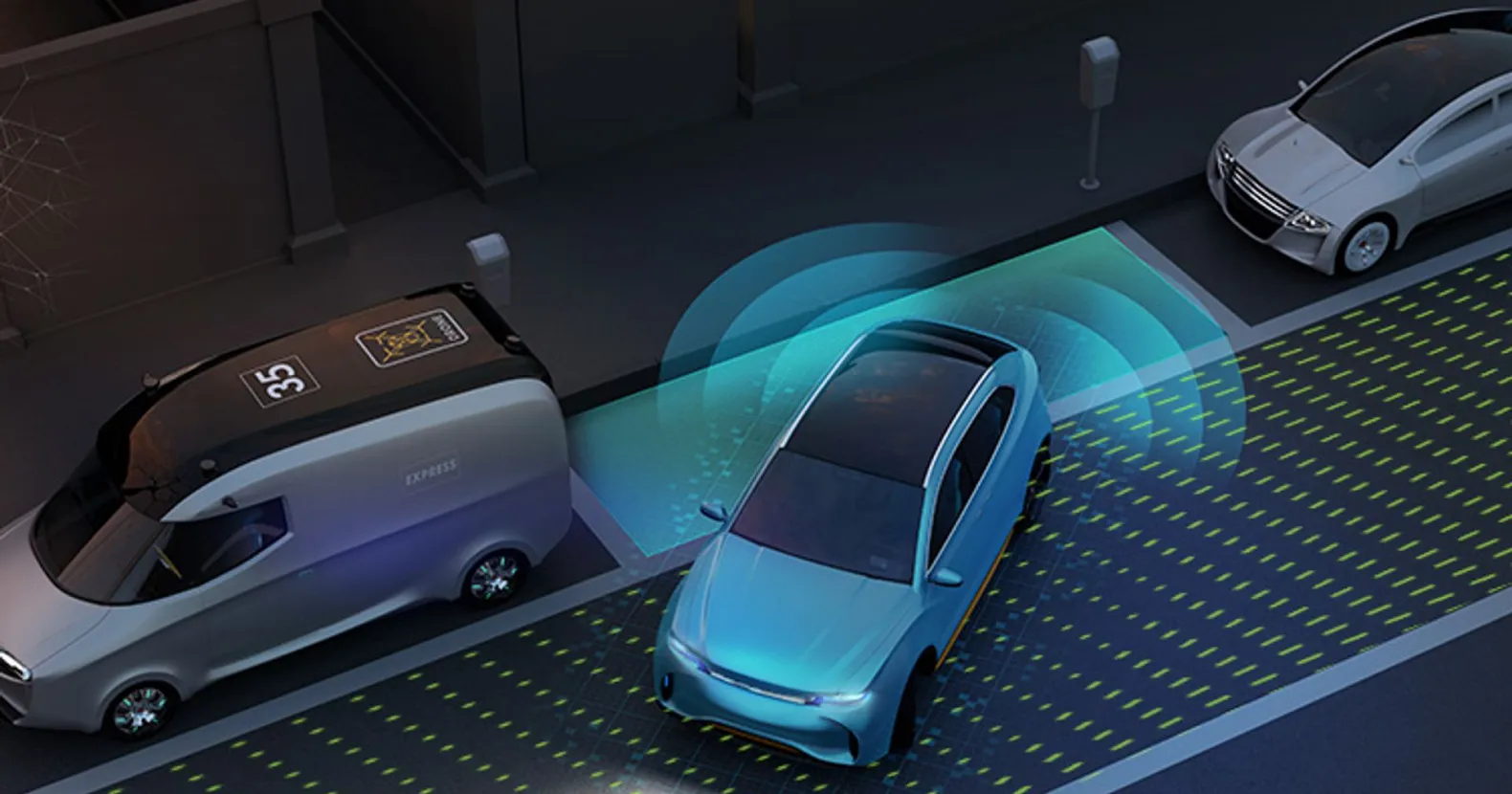 3D autonomous parking visualization using parking assistance image recognition.