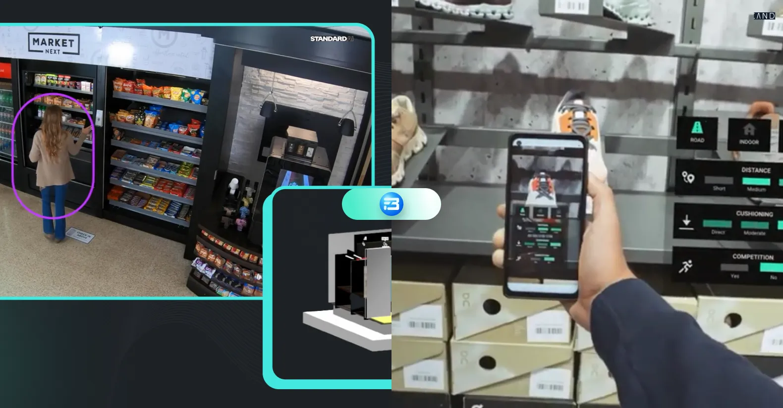 Tracking customers with 3d sensor tracking image recognition and a user getting results for the sports product using AR image recognition in retail stores and